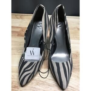 Worthington Zito Pumps Women's 7 Zebra Print Slip-On Pointed Toe Stiletto Heel